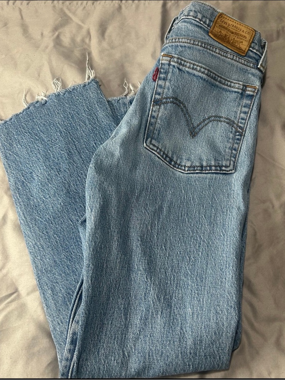 Levi's Light Blue Frayed wedgie straight jeans